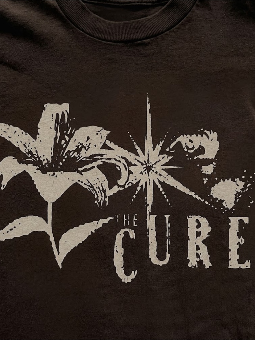 Gildan The Cure Band Graphic Tee - Brown with Cream Print - Picture 2 of 2
